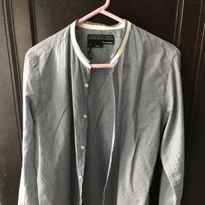Men's collar-less light blue dress shirt
Brand: